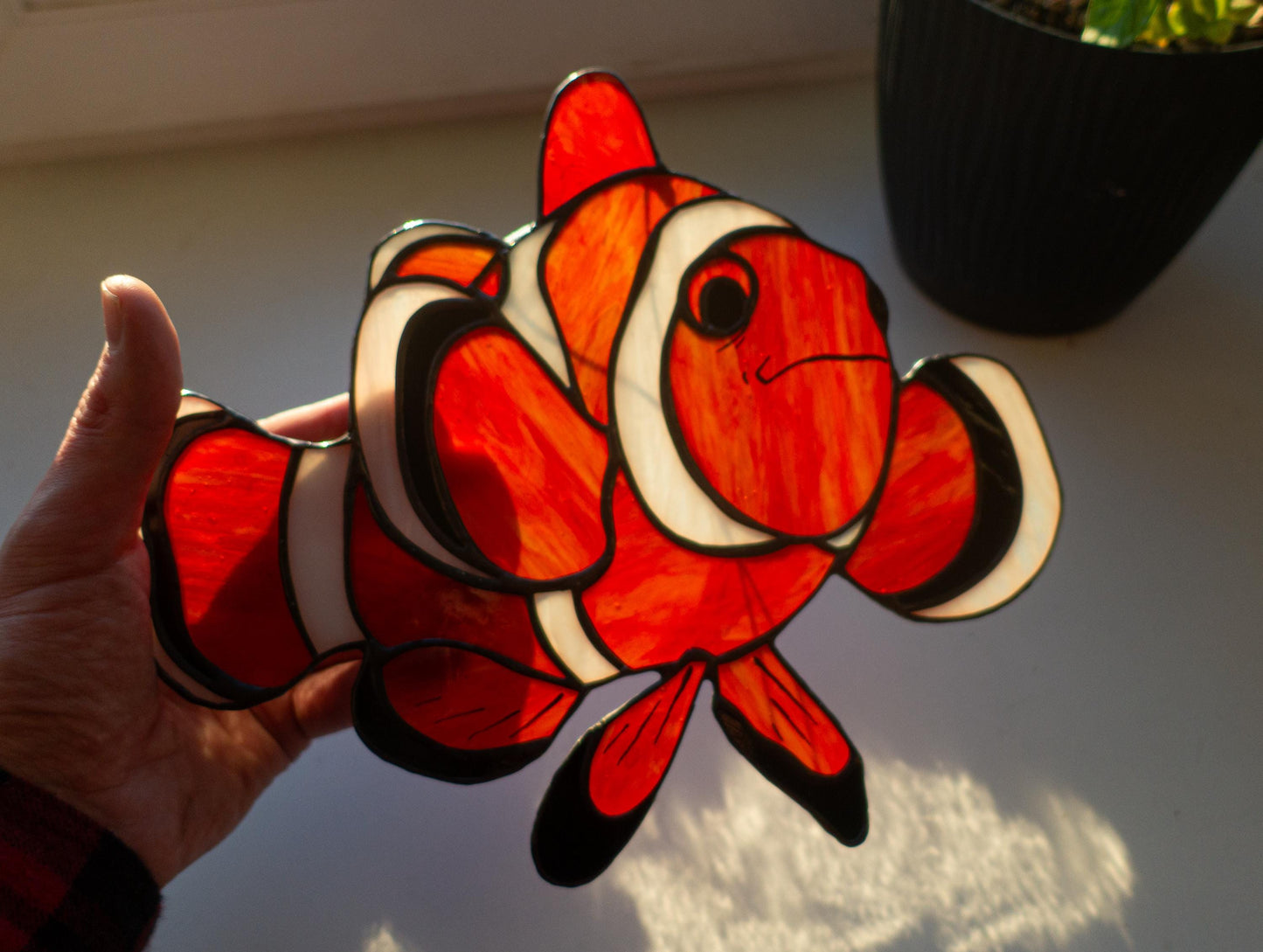 Clownfish Stained Glass Pattern — Amphiprioninae DIY Suncatcher Template, svg psd Download
