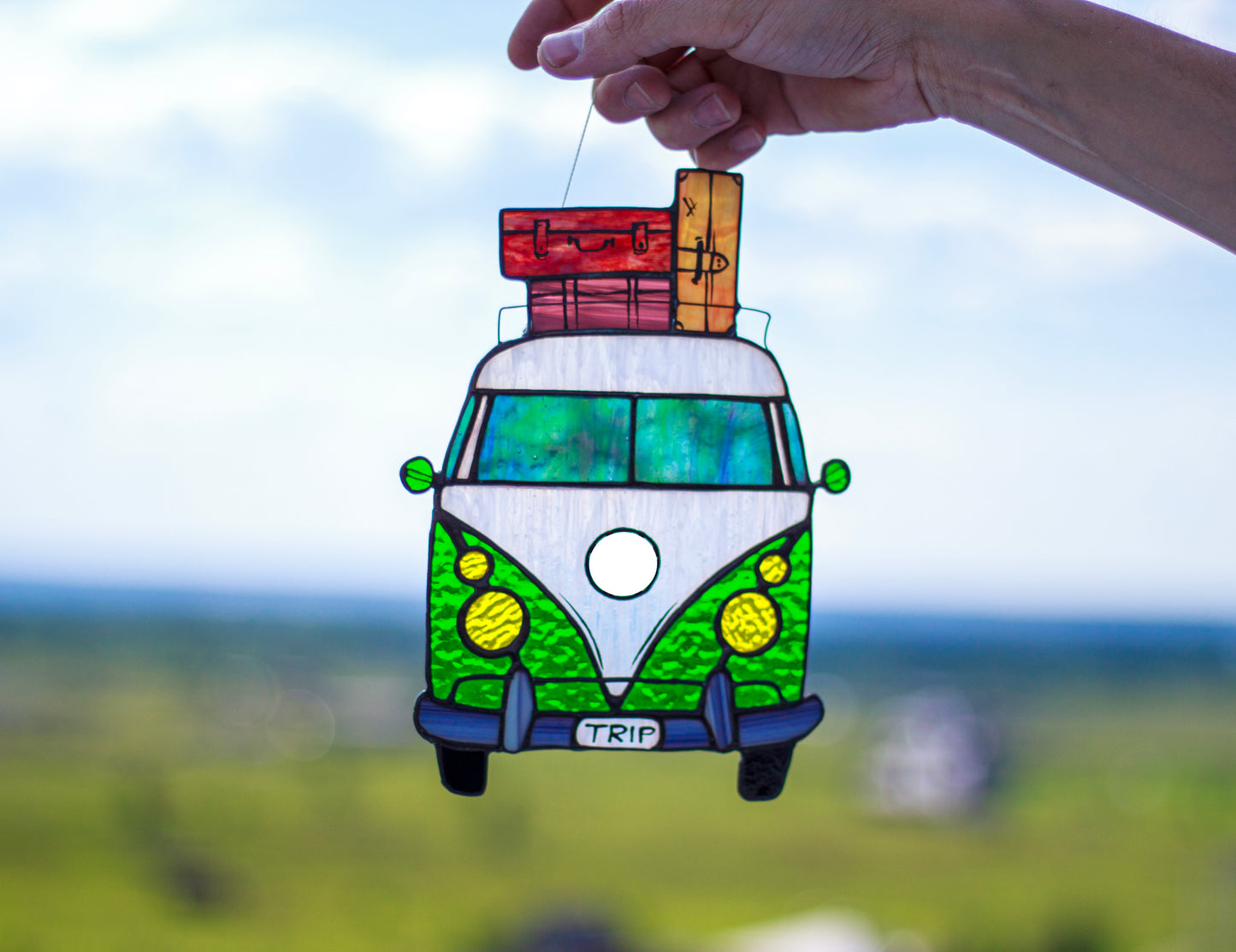 Retro Camper Van Suncatcher — Hippie Bus Window Hanging, Travel Adventure Gift