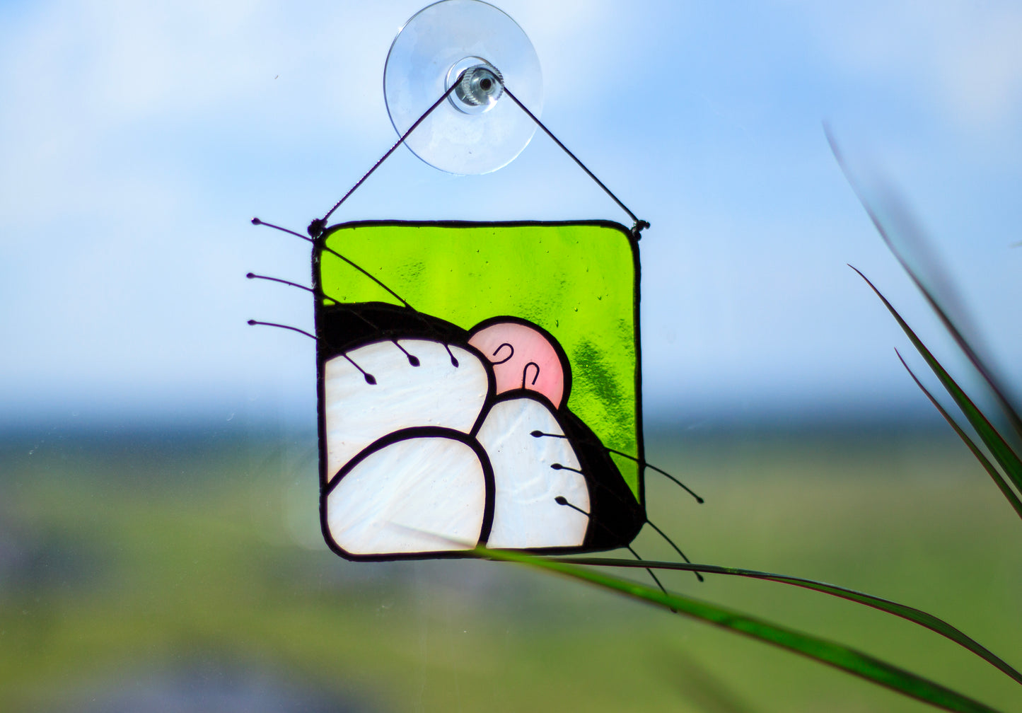 Cat Suncatcher — Simple Stained Glass Cat Face, Whimsical Gift