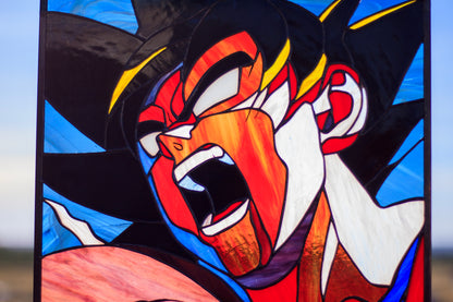 Anime Warrior vs Pink Villain Stained Glass Panel
