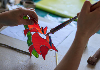 Stained Glass Cardinal Suncatcher — Red Bird Window Hanging, Christmas Bird Gift, Nature Decor
