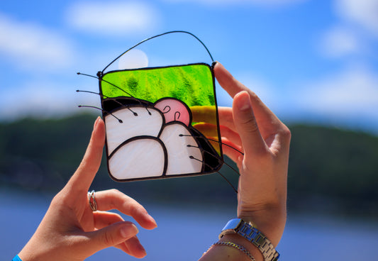 Cat Suncatcher — Simple Stained Glass Cat Face, Whimsical Gift