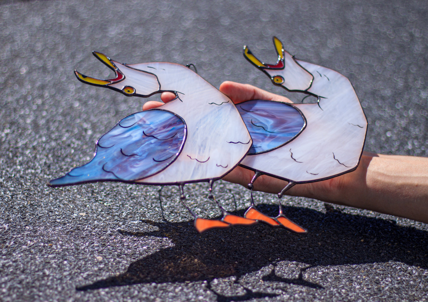Screaming Seagull Stained Glass Pattern — Angry Bird DIY Suncatcher Template, SVG PSD Download