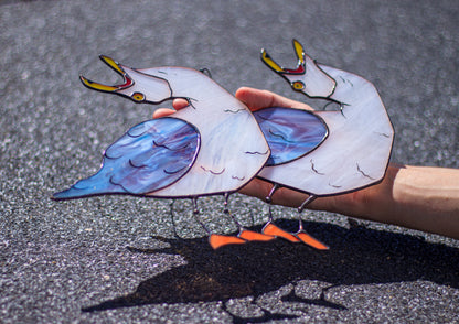 Screaming Seagull Stained Glass Pattern — Angry Bird DIY Suncatcher Template, SVG PSD Download