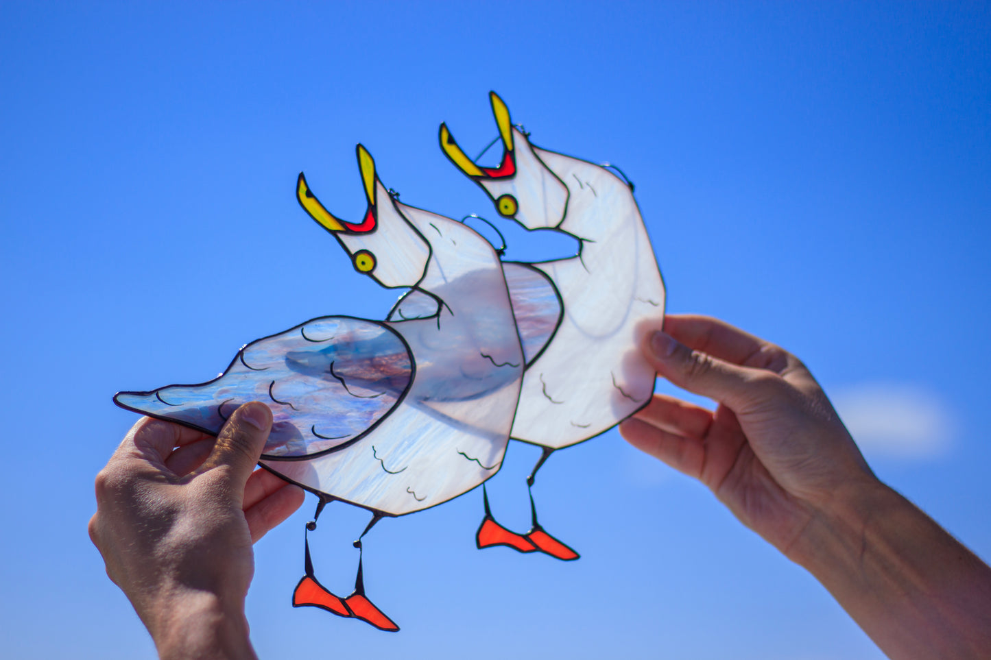 Screaming Seagull Stained Glass Pattern — Angry Bird DIY Suncatcher Template, SVG PSD Download