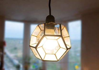 Geometric hexagon stained glass lamp — handmade art deco night light custom table wall lamp