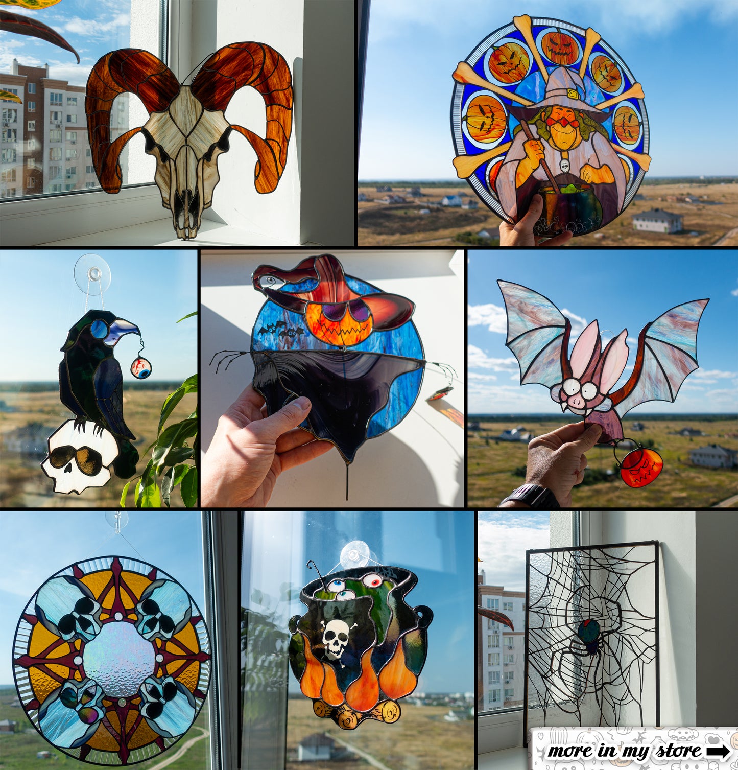 Halloween Witch Cauldron Stained Glass Suncatcher — Spooky Brew Window Art, Witchy Horror Gift