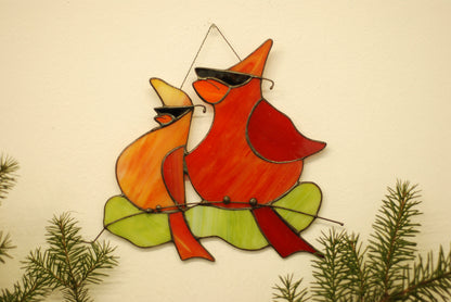 Stained Glass Cardinal Suncatcher — Red Bird Window Hanging, Christmas Bird Gift, Nature Decor