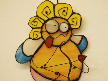 Cupid Stained Glass Suncatcher — Amour Window Hanging, Romantic Love Gift