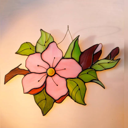 Cherry Blossom Sakura Stained Glass Suncatcher — Spring Floral Window Art, Japanese Nature Gift