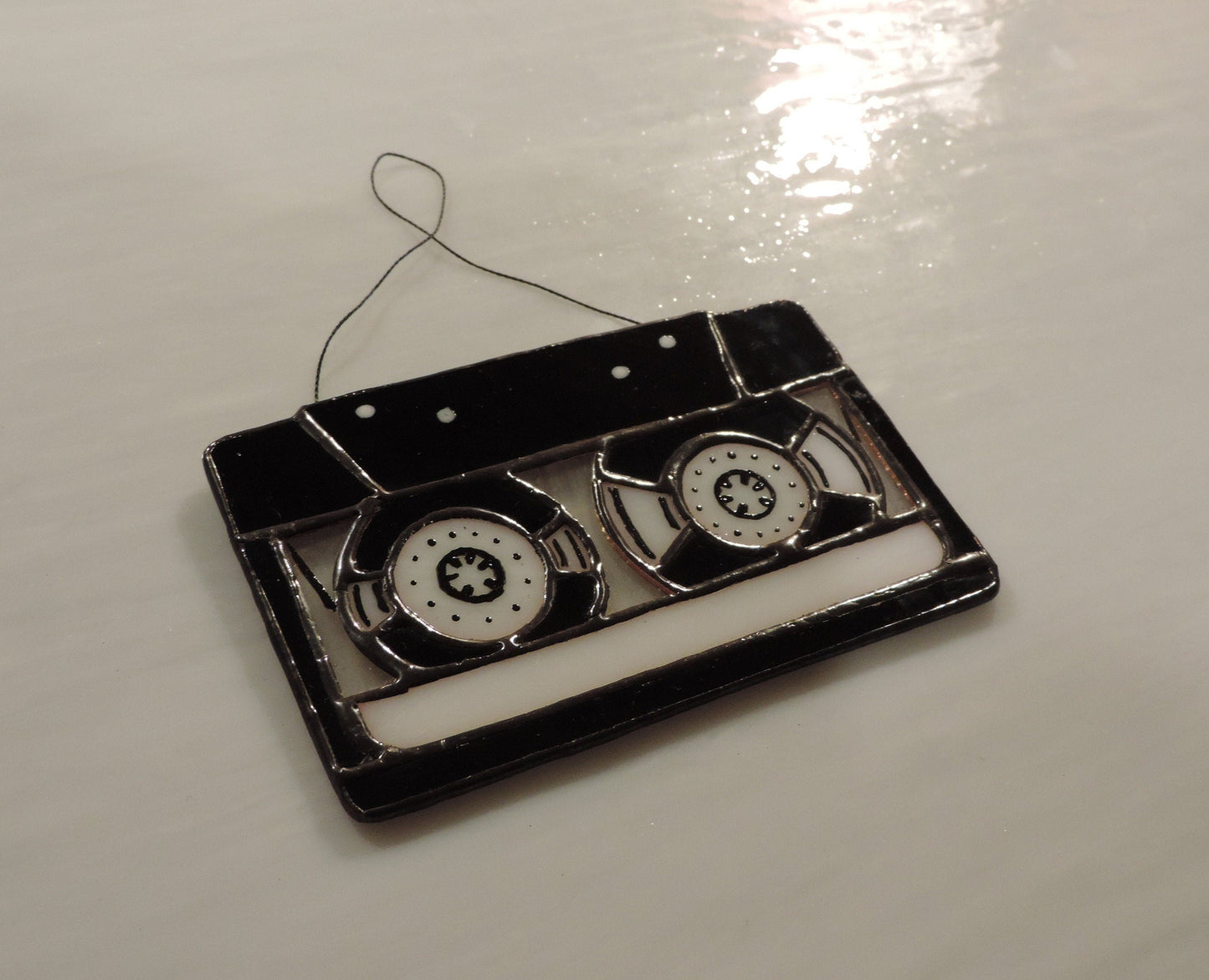 Cassette Tape Stained Glass Suncatcher — 90s Nostalgia Window Art, Music Lover Retro Gift