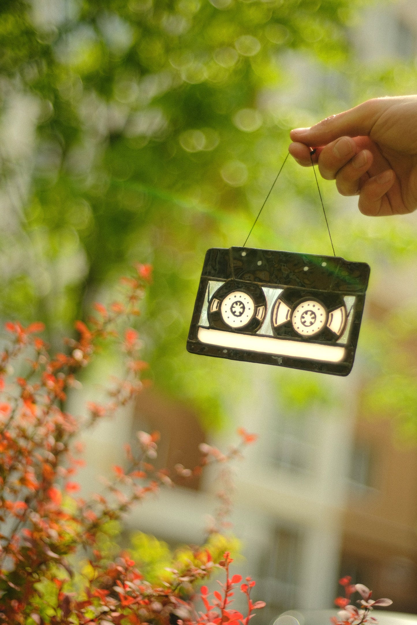 Cassette Tape Stained Glass Suncatcher — 90s Nostalgia Window Art, Music Lover Retro Gift