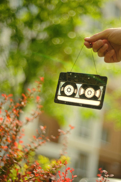 Cassette Tape Stained Glass Suncatcher — 90s Nostalgia Window Art, Music Lover Retro Gift