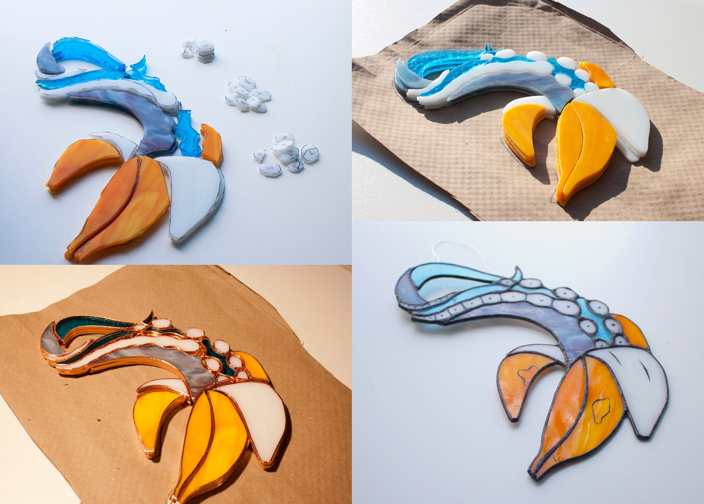 Banana Octopus Tentacle Suncatcher — Surreal Kraken Window Art, Weird Funny Ocean Gift