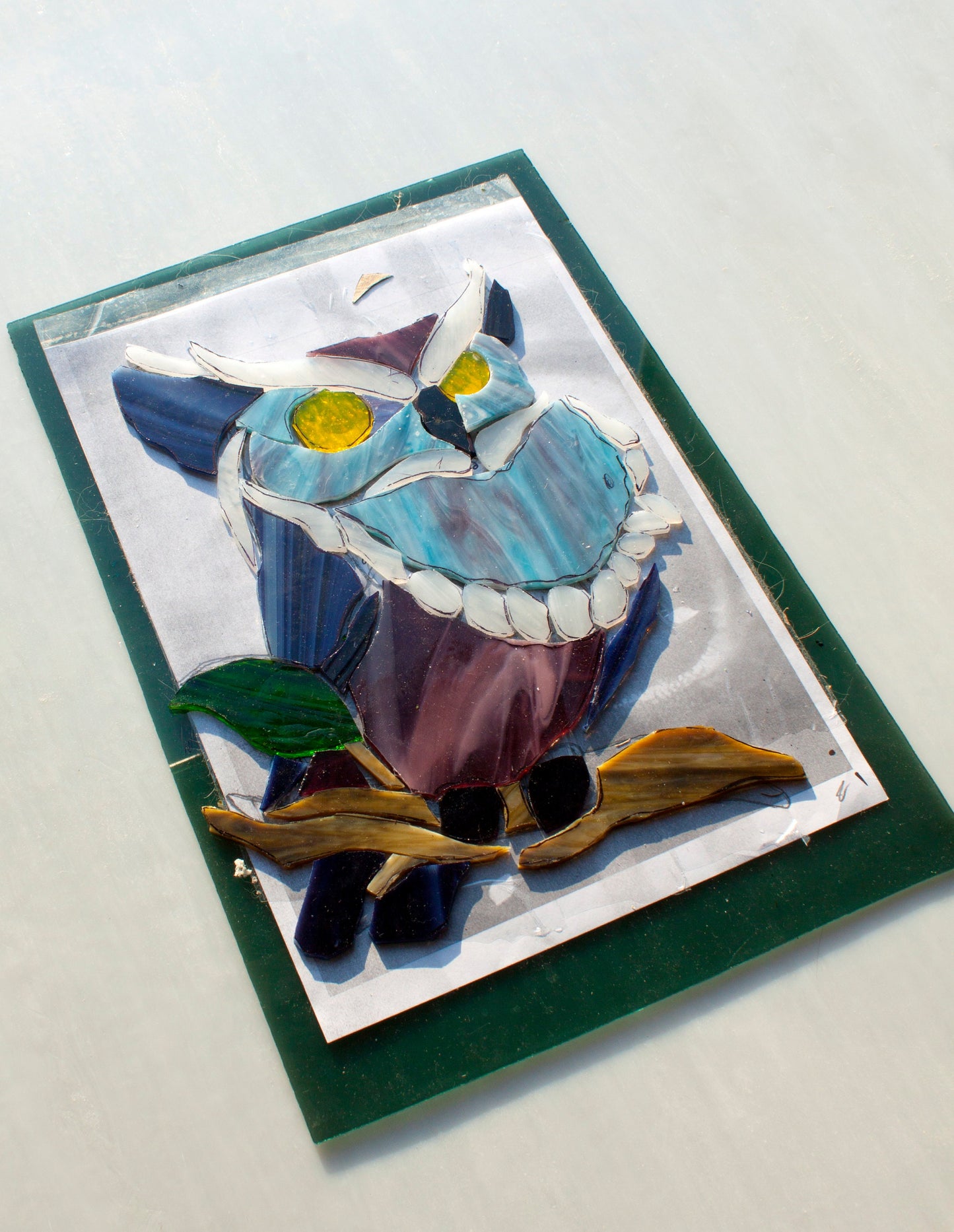 Mysterious Owl Stained Glass Suncatcher — Night Owl Window Art, Dark Academia Bird Gift