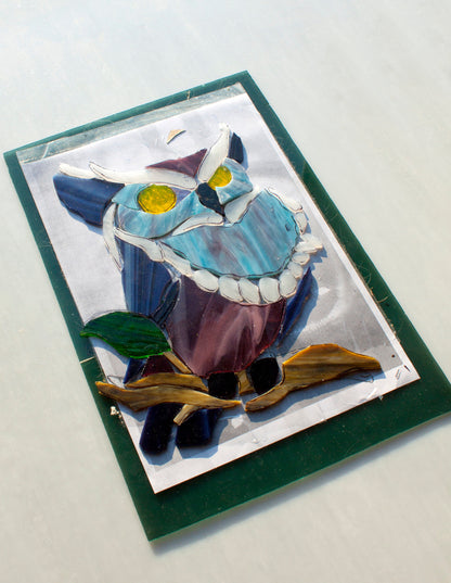 Mysterious Owl Stained Glass Suncatcher — Night Owl Window Art, Dark Academia Bird Gift