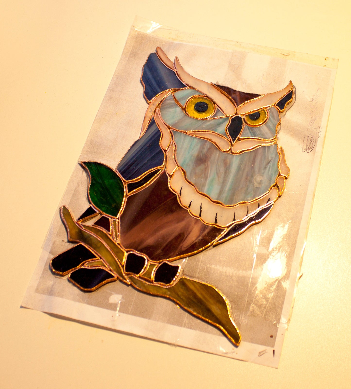 Mysterious Owl Stained Glass Suncatcher — Night Owl Window Art, Dark Academia Bird Gift