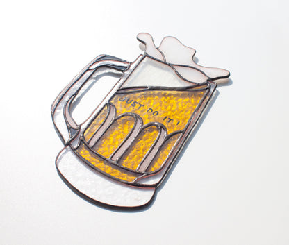 Cold Beer Stained Glass Pattern — Six Pack DIY Suncatcher Template, svg psd Download