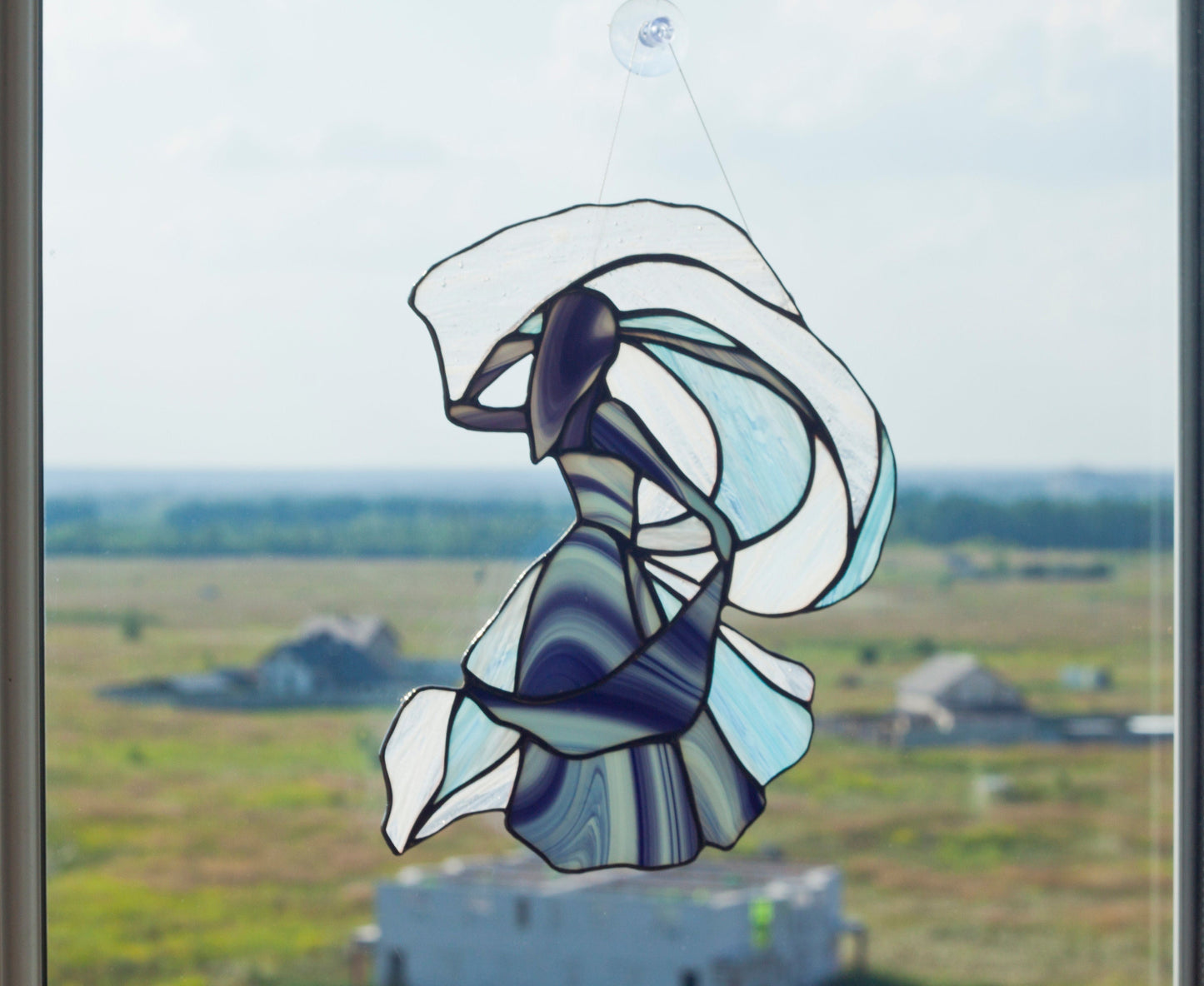 Stained Glass Dancer Suncatcher — Female Figure Window Art, Elegant Woman Gift for Her