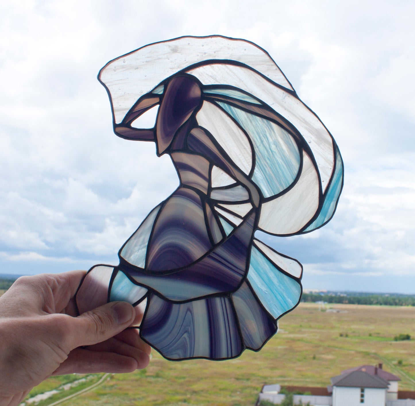 Stained Glass Dancer Suncatcher — Female Figure Window Art, Elegant Woman Gift for Her