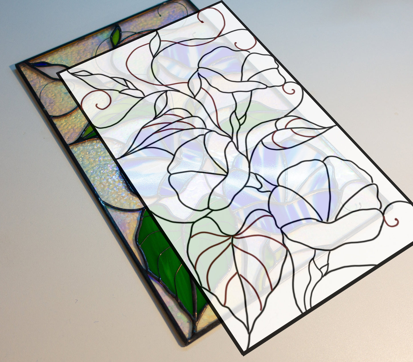 Digital pattern PSD Morning glory Stained glass Window panel