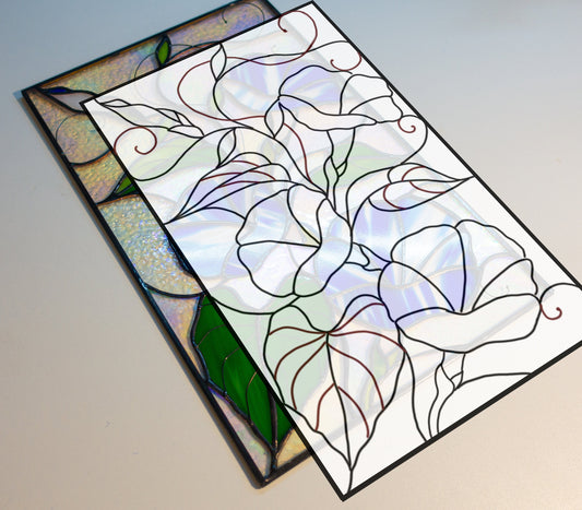 Digital pattern PSD Morning glory Stained glass Window panel