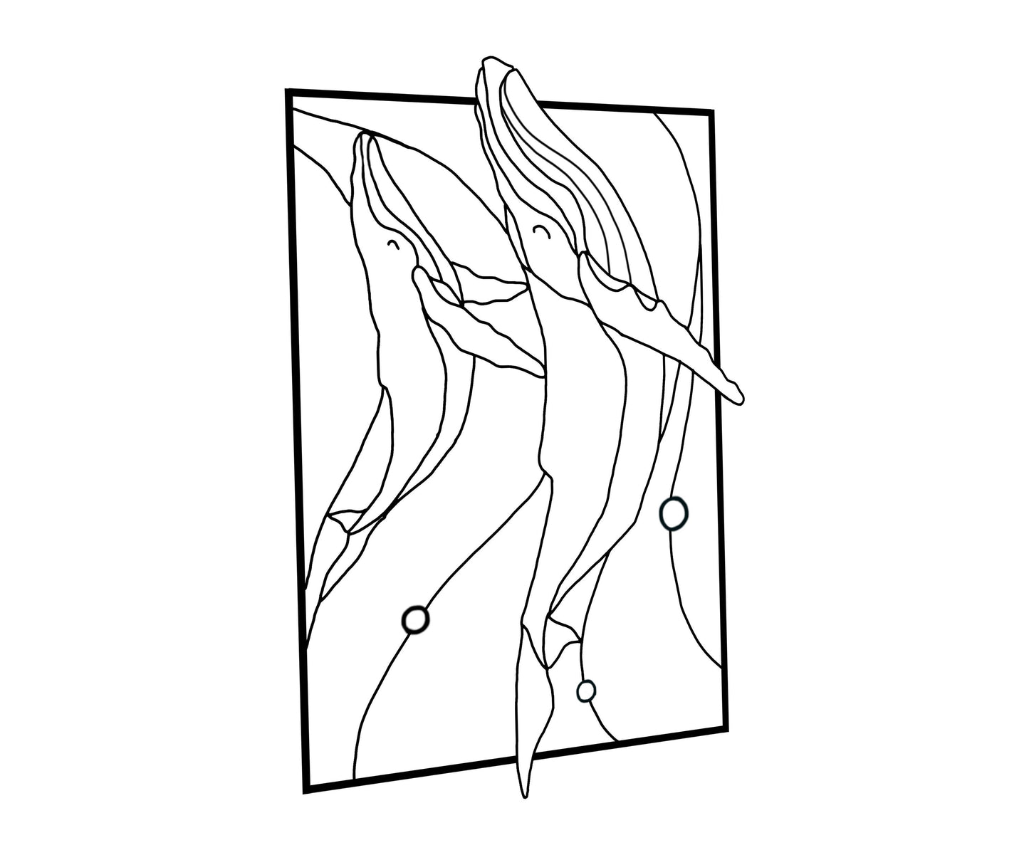 Blue Whale Stained Glass Window Panel Pattern (PSD Digital Download)