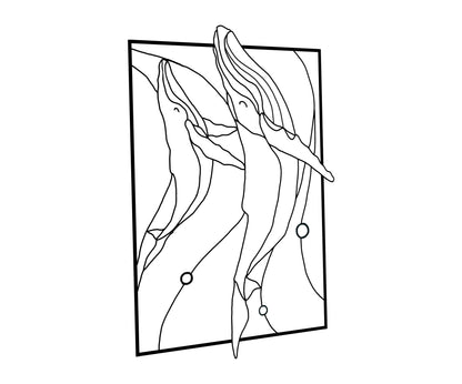 Blue Whale Stained Glass Window Panel Pattern (PSD Digital Download)