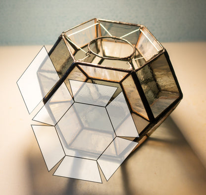 Geometric Hexagon Lamp Stained Glass Pattern: DIY Nightlight (PSD)