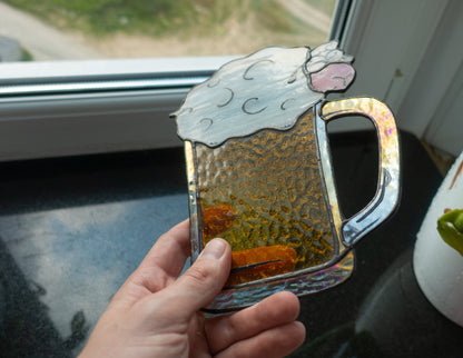 Beer Sheep Foam Suncatcher — Funny Bar Pub Window Hanging, Beer Lover Gift for Him