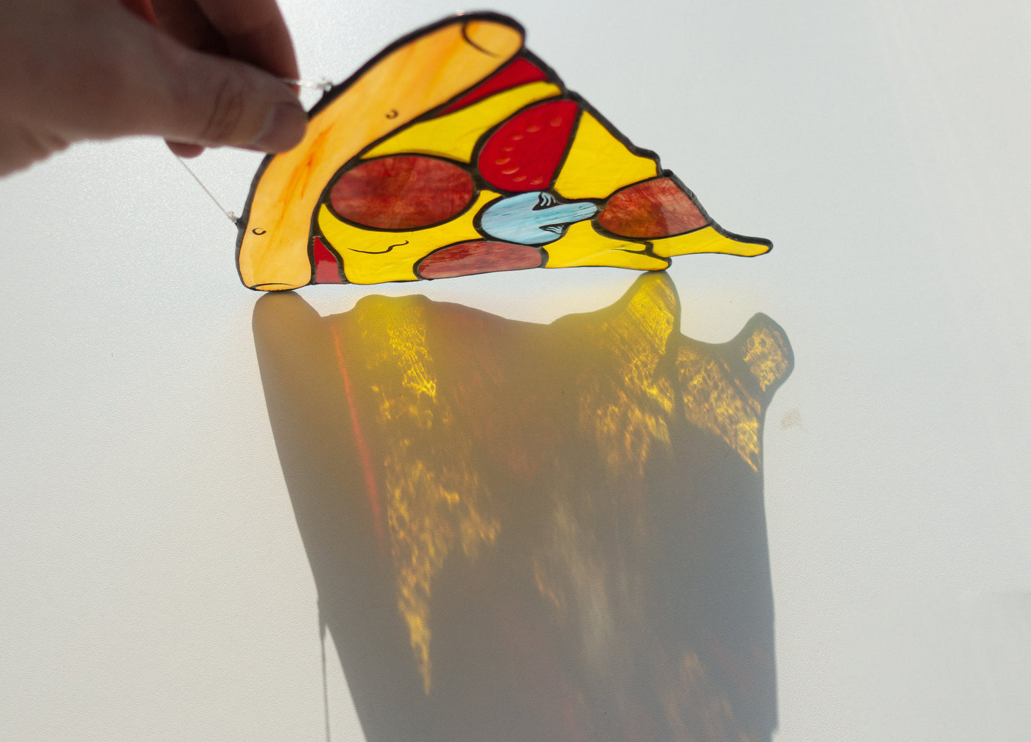 Pizza Slice Stained Glass Suncatcher — Cheesy Food Window Art, Pizza Lover Gift, Kitchen Decor