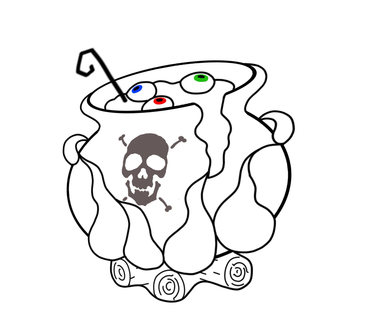 Digital pattern PSD Halloween witch's cauldron with boiled eyes Stained glass Window suncatcher
