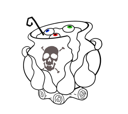 Digital pattern PSD Halloween witch's cauldron with boiled eyes Stained glass Window suncatcher