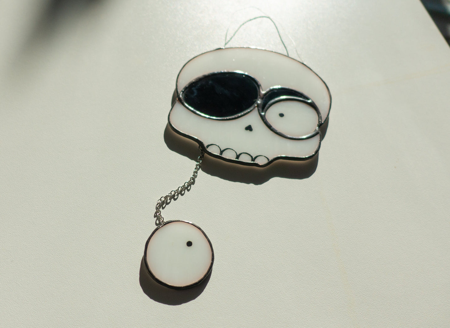 Digital pattern PSD Halloween skull with a droopy eye Stained glass Window suncatcher