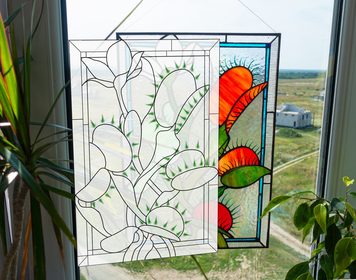 Venus Fly Trap Stained Glass Window Panel Pattern (PSD Digital Download)