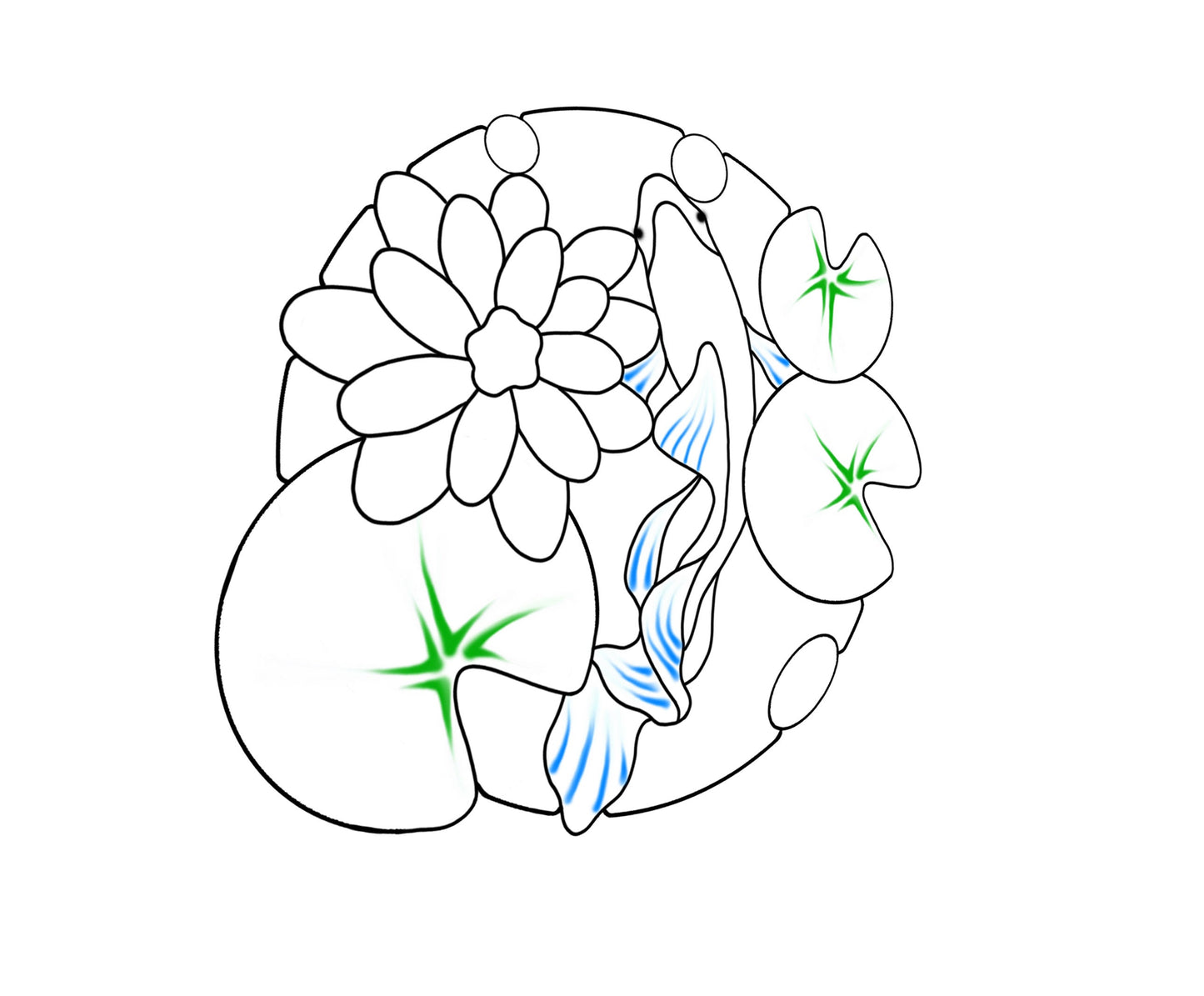 Stained Glass Koi Fish Pattern: Water Lilies & Lotus Window Panel (Digital Download)