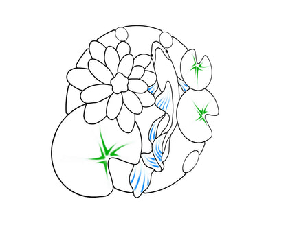 Stained Glass Koi Fish Pattern: Water Lilies & Lotus Window Panel (Digital Download)
