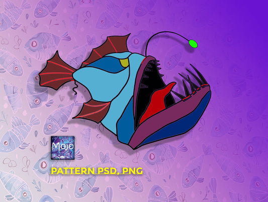 Fish Angler Stained Glass Pattern — Fishing DIY Suncatcher Window Panel Template, svg psd Download