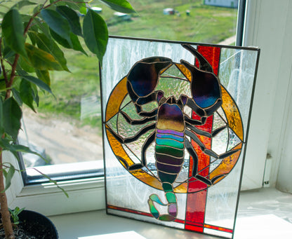 Scorpion Stained Glass Pattern: Rectangular Window Suncatcher (PSD)