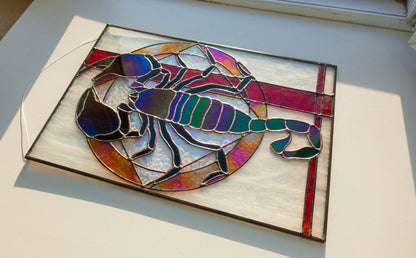 Scorpion Stained Glass Pattern: Rectangular Window Suncatcher (PSD)