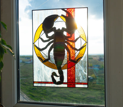 Scorpion Stained Glass Pattern: Rectangular Window Suncatcher (PSD)