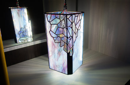 Geometric Stained Glass Lamp — Handmade Octagon Art Deco Light, Custom Table or Wall Lamp