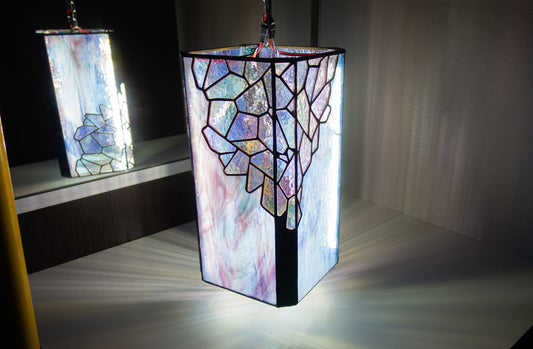 Geometric Stained Glass Lamp — Handmade Octagon Art Deco Light, Custom Table or Wall Lamp
