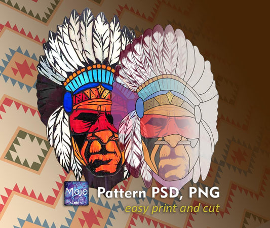 Stained Glass Indian Chief Suncatcher Pattern (Digital Download)