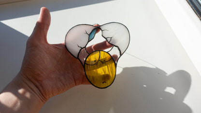 Miniature Chicken Egg Stained Glass Suncatcher — Tiny Kitchen Window Art, Easter Basket Gift