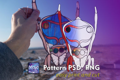 Peacock Spider Stained Glass Pattern — Jumping Spider DIY Suncatcher Template, svg psd Download