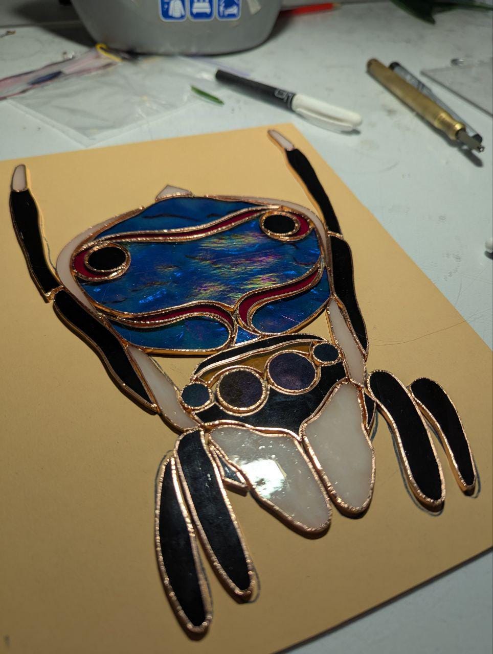 Peacock Spider Stained Glass Pattern — Jumping Spider DIY Suncatcher Template, svg psd Download