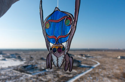 Peacock Jumping Spider Stained Glass Suncatcher — Iridescent Bug Window Art, Spider Lover Gift