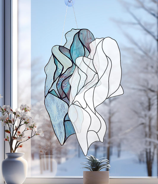 Abstract Female Figure Stained Glass Pattern — Flowing Line Art DIY Template, svg psd Download