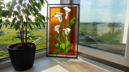 Calla Lily Stained Glass Pattern — Elegant Floral DIY Suncatcher Template, svg psd Download